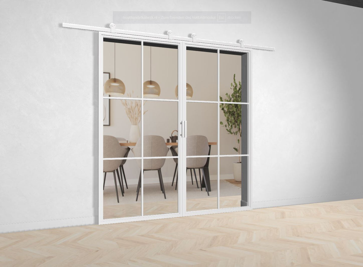 Doppel Lofttür Stahl-Glas-Schiebetüre Modell Bella - Industrial Loft Style