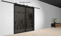 Doppel Lofttür Stahl-Glas-Schiebetüre Modell Clara - Industrial Loft Style