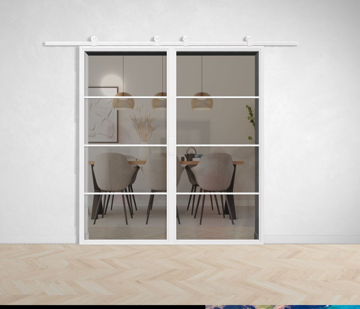 Doppel Lofttür Stahl-Glas-Schiebetüre Modell Clara - Industrial Loft Style