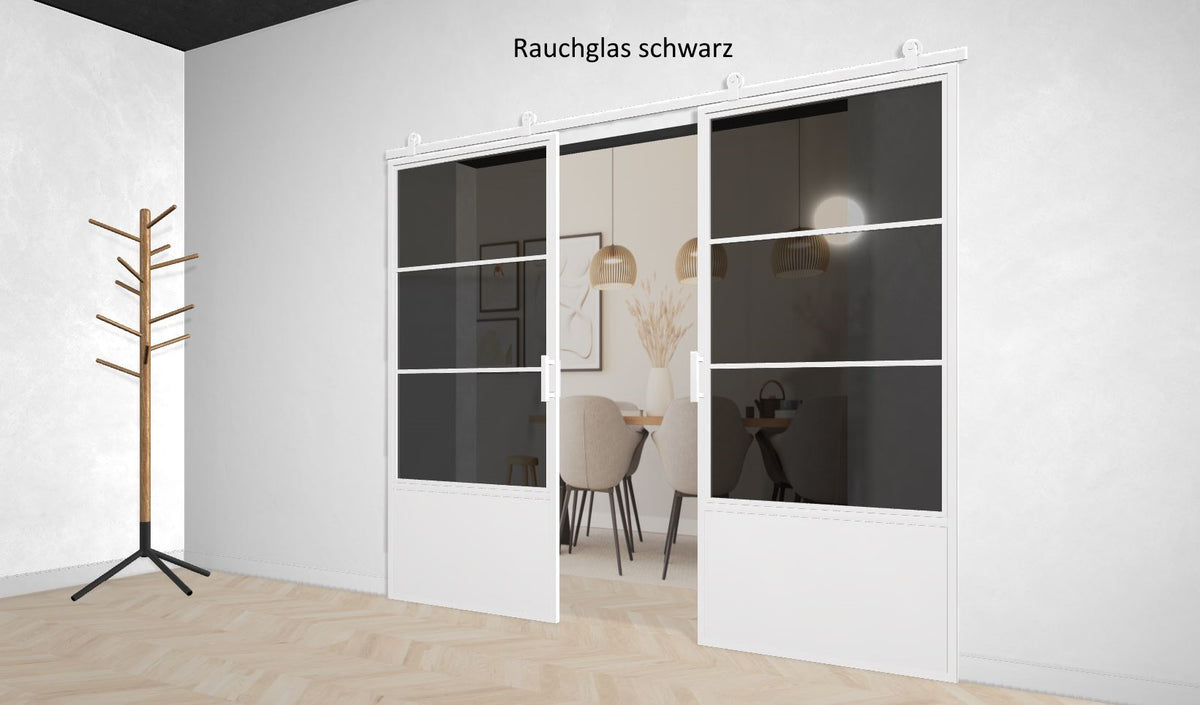 Doppel Lofttür Stahl-Glas-Schiebetüre Modell Jonas - Industrial Loft Style