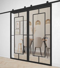 Doppel Lofttür Stahl-Glas-Schiebetüre Modell Mia - Industrial Loft Style
