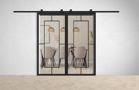 Doppel Lofttür Stahl-Glas-Schiebetüre Modell Mia - Industrial Loft Style