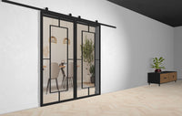 Doppel Lofttür Stahl-Glas-Schiebetüre Modell Mia - Industrial Loft Style