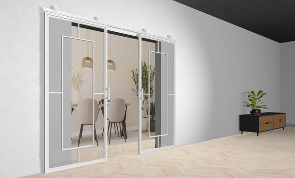 Doppel Lofttür Stahl-Glas-Schiebetüre Modell Mia - Industrial Loft Style