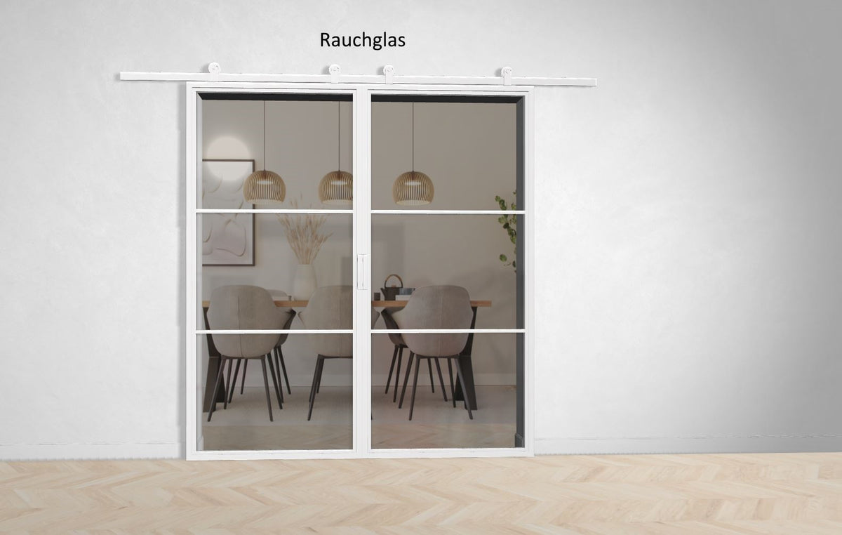 Doppel Lofttür Stahl-Glas-Schiebetüre Modell Nele - Industrial Loft Style