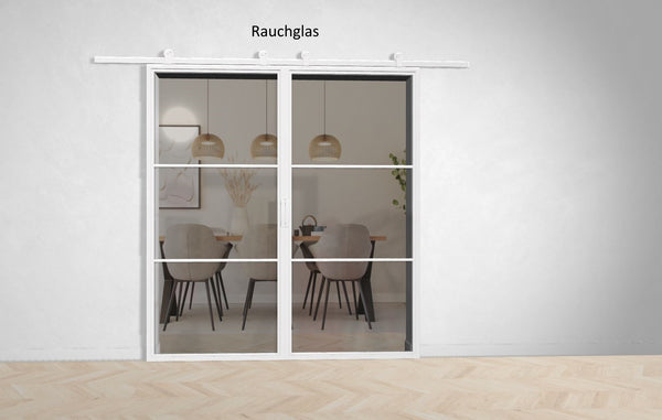 Doppel Lofttür Stahl-Glas-Schiebetüre Modell Nele - Industrial Loft Style