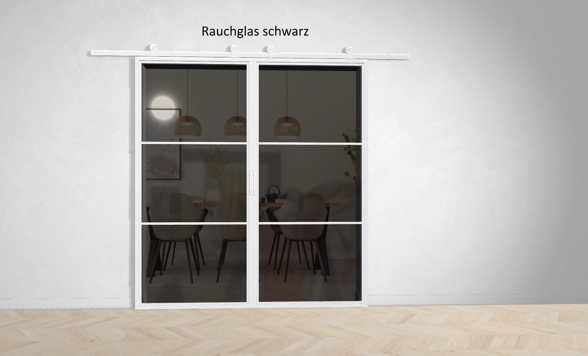 Doppel Lofttür Stahl-Glas-Schiebetüre Modell Nele - Industrial Loft Style