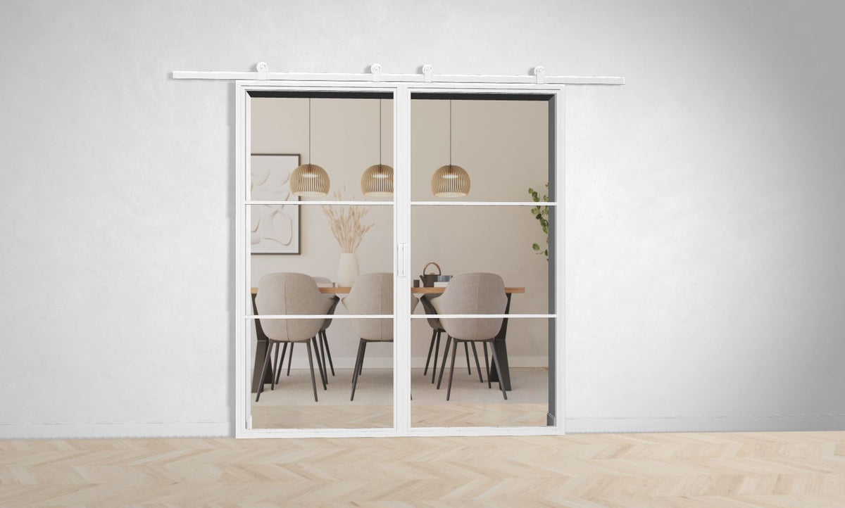 Doppel Lofttür Stahl-Glas-Schiebetüre Modell Nele - Industrial Loft Style