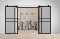 Doppel Lofttür Stahl-Glas-Schiebetüre Modell Noah - Industrial Loft Style
