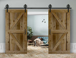 Doppelschiebetür in Scheunentor-Optik Modell Arrow - Farmhouse Barn Door rustikal Muster nur Vorderseite / Eiche natur