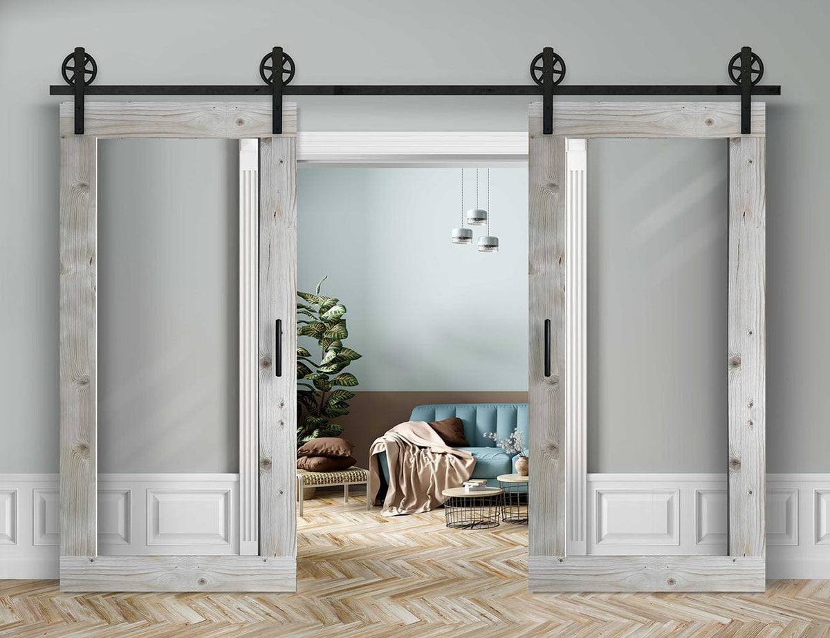 Doppelschiebetür in Scheunentor-Optik Modell Big Window- Farmhouse Barn Door rustikal