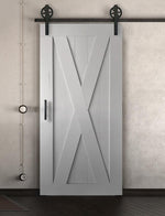 Schiebetür in Scheunentor Optik Modell Big X - Farmhouse Barn Door rustikal nach rechts öffnend / Muster nur Vorderseite / weiß