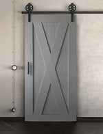 Schiebetür in Scheunentor Optik Modell Big X - Farmhouse Barn Door rustikal nach rechts öffnend / Muster nur Vorderseite / grau