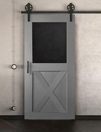 Schiebetür in Scheunentor-Optik Modell Blackboard X - Farmhouse Barn Door rustikal nach rechts öffnend / Muster nur Vorderseite / grau
