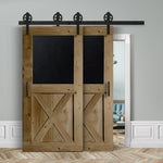 Doppelschiebetür voreinander herlaufend in Scheunentor-Optik Modell Blackboard X - Farmhouse Barn Door rustikal nach links öffnend / Muster nur Vorderseite / Eiche natur