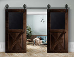 Doppelschiebetür in Scheunentor-Optik Modell Blackboard X - Farmhouse Barn Door rustikal Muster nur Vorderseite / Nuss dunkel