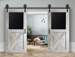 Doppelschiebetür in Scheunentor-Optik Modell Blackboard X - Farmhouse Barn Door rustikal Muster nur Vorderseite / unbehalndelt