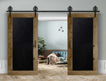 Doppelschiebetür in Scheunentor-Optik Modell Blackboard - Farmhouse Barn Door rustikal Muster nur Vorderseite / Eiche natur