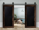 Doppelschiebetür in Scheunentor-Optik Modell Blackboard - Farmhouse Barn Door rustikal Muster nur Vorderseite / Nuss dunkel