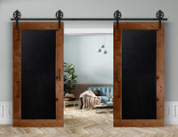 Doppelschiebetür in Scheunentor-Optik Modell Blackboard - Farmhouse Barn Door rustikal Muster nur Vorderseite / Teak