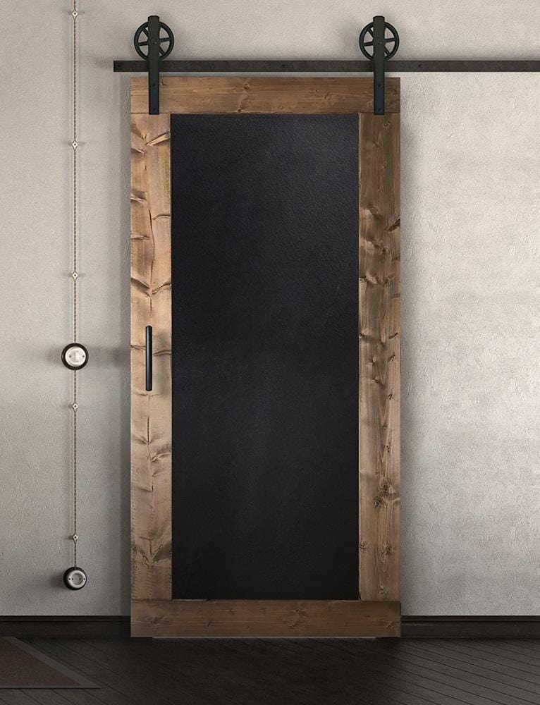 Schiebetür in Scheunentor-Optik Modell Blackboard - Farmhouse Barn Door rustikal nach rechts öffnend / Muster nur Vorderseite / braun gebeizt