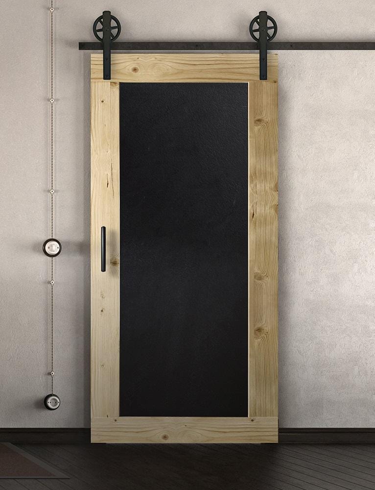 Schiebetür in Scheunentor-Optik Modell Blackboard - Farmhouse Barn Door rustikal nach rechts öffnend / Muster nur Vorderseite / natur geölt