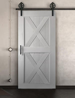 Schiebetür in Scheunentor-Optik Modell Double X - Farmhouse Barn Door rustikal nach rechts öffnend / Muster nur Vorderseite / weiß