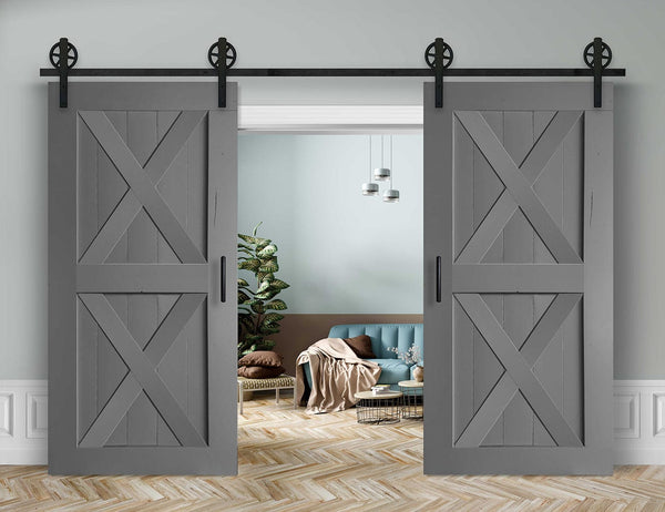 Doppelschiebetür Außenbereich in Scheunentor-Optik Modell Double X - Farmhouse Barn Door rustikal