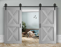 Doppelschiebetür Außenbereich in Scheunentor-Optik Modell Double X - Farmhouse Barn Door rustikal