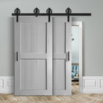 Doppelschiebetür voreinander herlaufend in Scheunentor-Optik Modell Easy - Farmhouse Barn Door rustikal nach links öffnend / Muster nur Vorderseite / weiß