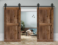 Doppelschiebetür in Scheunentor-Optik Modell Easy - Farmhouse Barn Door rustikal Muster nur Vorderseite / Eiche mittel