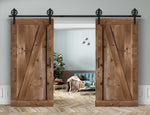 Doppelschiebetür in Scheunentor-Optik Modell Elegance - Farmhouse Barn Door rustikal Muster nur Vorderseite / Eiche mittel