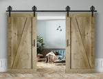 Doppelschiebetür in Scheunentor-Optik Modell Elegance - Farmhouse Barn Door rustikal Muster nur Vorderseite / natur geölt