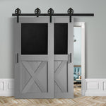 Kopie von Schiebetür Doppeltüre voreinander herlaufend in Scheunentor-Optik Modell Blackboard X - Farmhouse Barn Door rustikal Muster nur Vorderseite / grau