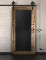 Schiebetür in Scheunentor-Optik Modell Blackboard - Farmhouse Barn Door rustikal nach links öffnend / Muster nur Vorderseite / braun gebeizt