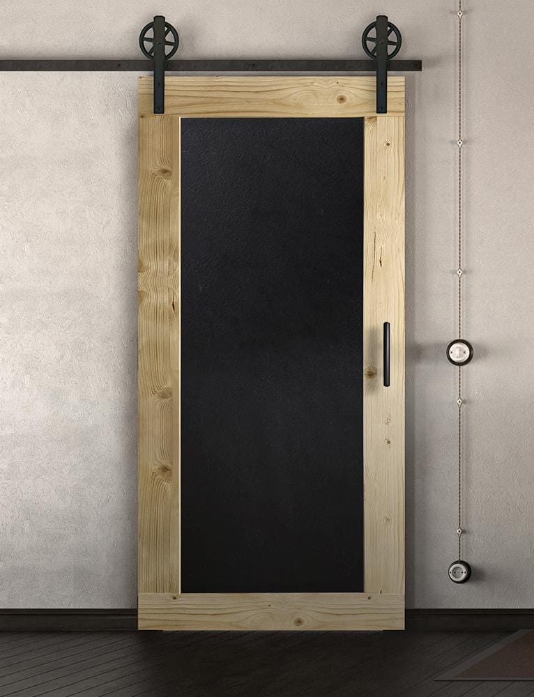 Schiebetür in Scheunentor-Optik Modell Blackboard - Farmhouse Barn Door rustikal nach links öffnend / Muster nur Vorderseite / natur geölt