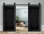 Schiebetür 2-Flügelig in Scheunentor-Optik Modell Blackboard - Farmhouse Barn Door rustikal Muster nur Vorderseite / schwarz matt