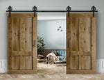 Doppelschiebetür in Scheunentor-Optik Modell Farmhouse - Farmhouse Barn Door rustikal Muster nur Vorderseite / Eiche natur