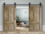 Doppelschiebetür in Scheunentor-Optik Modell Farmhouse - Farmhouse Barn Door rustikal Muster nur Vorderseite / natur lackiert