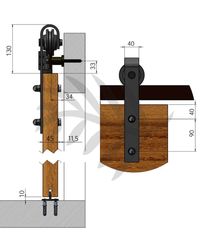 Schiebetürsystem kleine Rollen Stahl 200cm