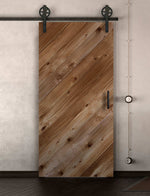 Schiebetür in Scheunentor Optik Modell Across - Farmhouse Barn Door rustikal nach links öffnend / Muster nur Vorderseite / Eiche mittel