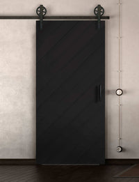 Schiebetür in Scheunentor Optik Modell Across - Farmhouse Barn Door rustikal nach links öffnend / Muster nur Vorderseite / schwarz matt