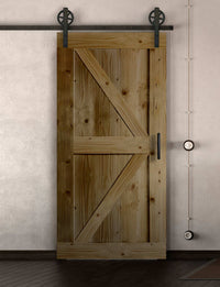 Schiebetür in Scheunentor-Optik Modell Arrow - Farmhouse Barn Door rustikal nach links öffnend / Muster nur Vorderseite / Eiche natur
