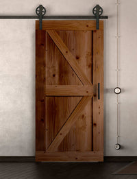 Schiebetür in Scheunentor-Optik Modell Arrow - Farmhouse Barn Door rustikal nach links öffnend / Muster nur Vorderseite / Teak