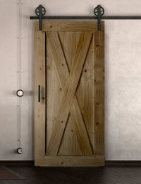 Schiebetür in Scheunentor Optik Modell Big X - Farmhouse Barn Door rustikal nach rechts öffnend / Muster nur Vorderseite / Eiche natur