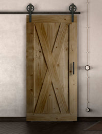 Schiebetür in Scheunentor Optik Modell Big X - Farmhouse Barn Door rustikal nach links öffnend / Muster nur Vorderseite / Eiche natur