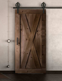 Schiebetür in Scheunentor Optik Modell Big X - Farmhouse Barn Door rustikal nach rechts öffnend / Muster nur Vorderseite / Nuss hell