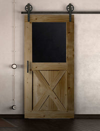 Schiebetür in Scheunentor-Optik Modell Blackboard X - Farmhouse Barn Door rustikal nach rechts öffnend / Muster nur Vorderseite / Eiche natur
