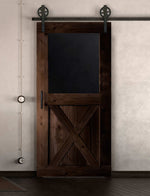 Schiebetür in Scheunentor-Optik Modell Blackboard X - Farmhouse Barn Door rustikal nach rechts öffnend / Muster nur Vorderseite / Nuss dunkel