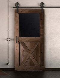 Schiebetür in Scheunentor-Optik Modell Blackboard X - Farmhouse Barn Door rustikal nach rechts öffnend / Muster nur Vorderseite / Nuss hell